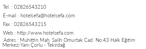 Sefa Hotel 1 telefon numaralar, faks, e-mail, posta adresi ve iletiim bilgileri